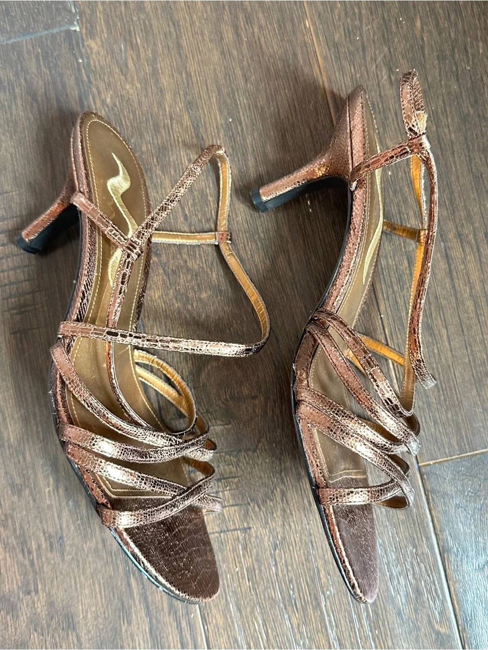 Nina Strappy Metallic Bronze Women's Dress Sandals, Size 8